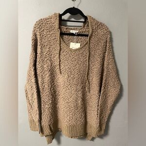 NWT Miracle Popcorn Chenille Brown/Tan Sweater Hoodie. Size M/L
